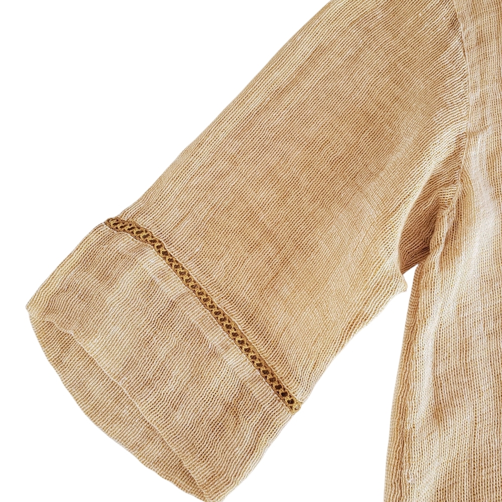J.Jill Elegant Linen Open Weave Beige Women's Top - Picture 7 of 14
